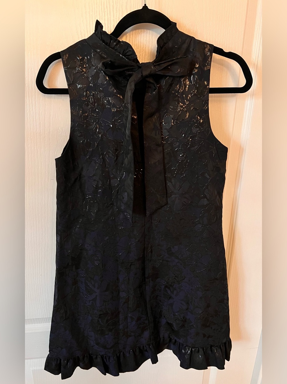 Chelsea28 Navy Floral Jacquard Ruffle-Hem Mini Dress - Picture 7 of 10